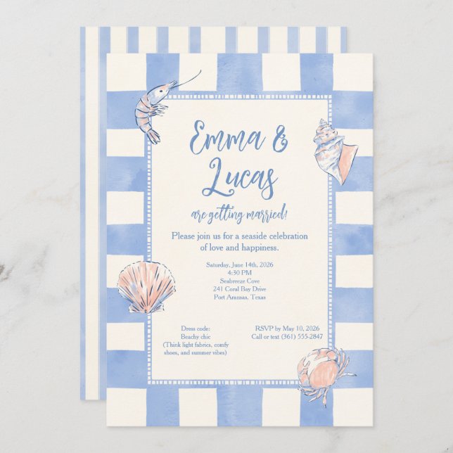 salt and sea inbjudningar (Fram/baksida)