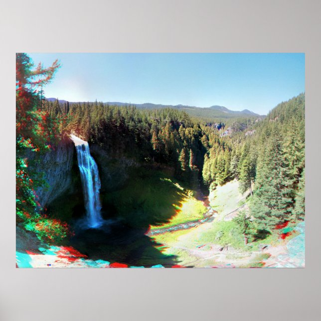Salt Bäck Falls, Oregon 3D Anaglyph Poster (Framsidan)