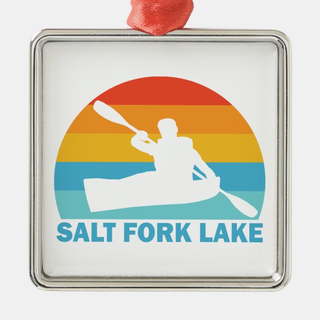 Salt Fork Lake Ohio Kajak Julgransprydnad Metall (Framsidan)