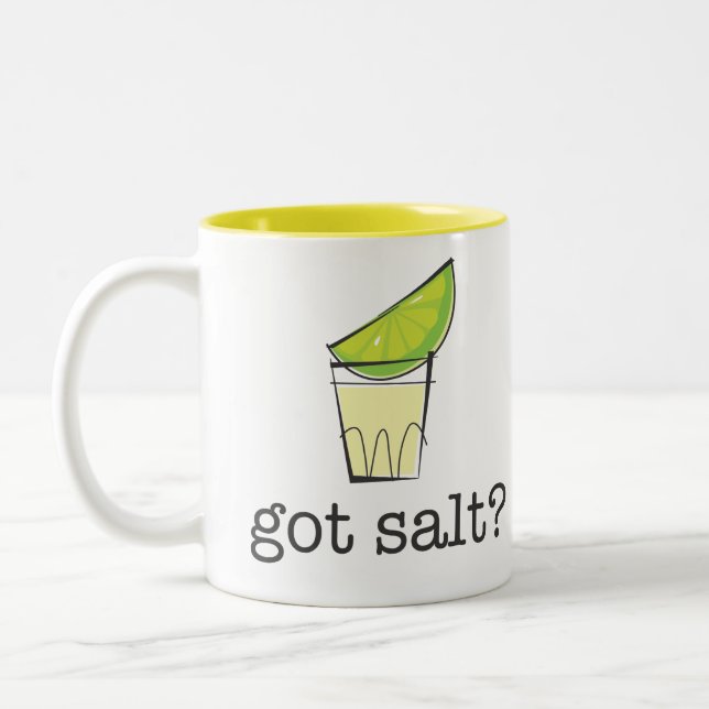 Salt har? Tequila som skjutas med limefrukt Två-Tonad Mugg (Vänster)