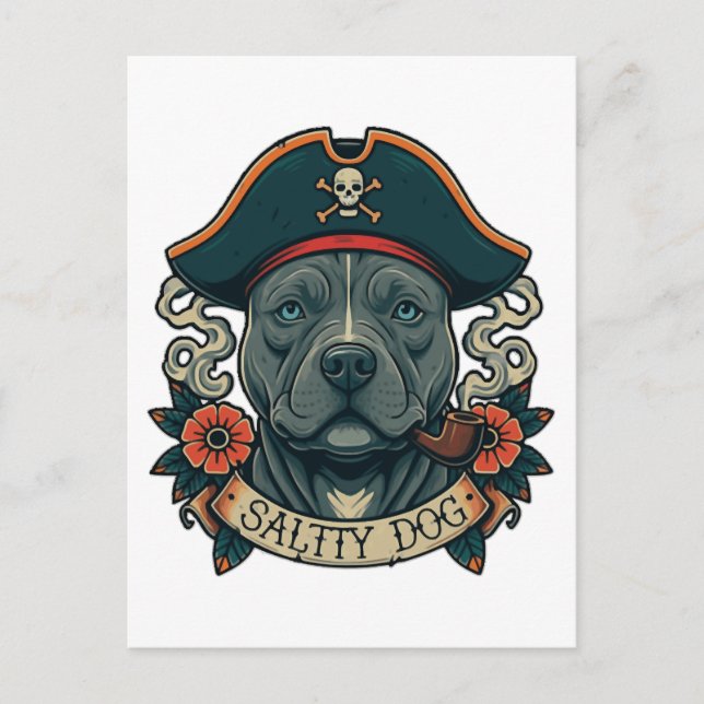 Salt hund Pitbull Vykort (Framsida)