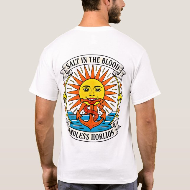 Salt i Blodet Sun & Anchor Nautiskt Äventyr T Shirt (Baksida)