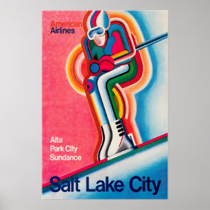 Salt Lake City Art Utah Tryck Amerikansk Resa Affi