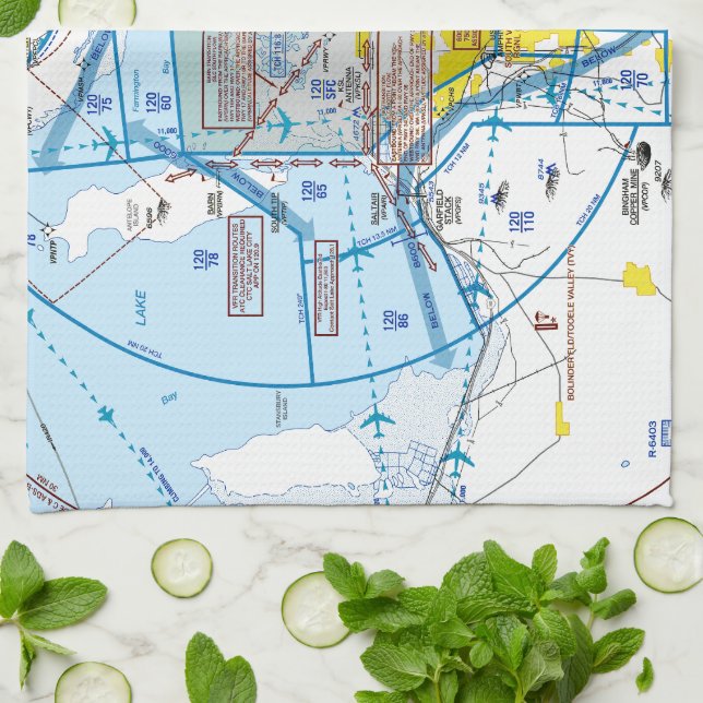 Salt Lake City Flyway Chart Kökshandduk (Vikta)