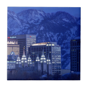 Salt Lake City i stadens centrum vinterhorisont Kakelplatta