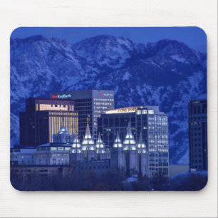 Salt Lake City i stadens centrum vinterhorisont Musmatta