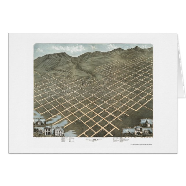 Salt Lake City panorama- karta för UT - 1870 Hälsningskort (Framsidan Horizontal)