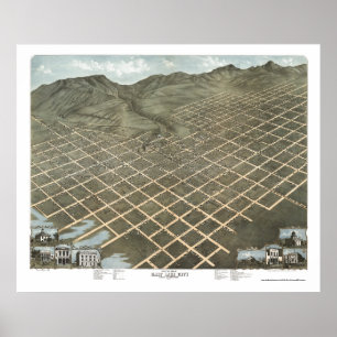 Salt Lake City panorama- karta för UT - 1870 Poster