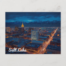 Salt Lake City Skyline Mountain View Vykort