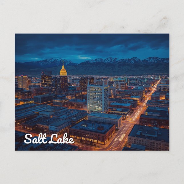 Salt Lake City Skyline Mountain View Vykort (Framsida)