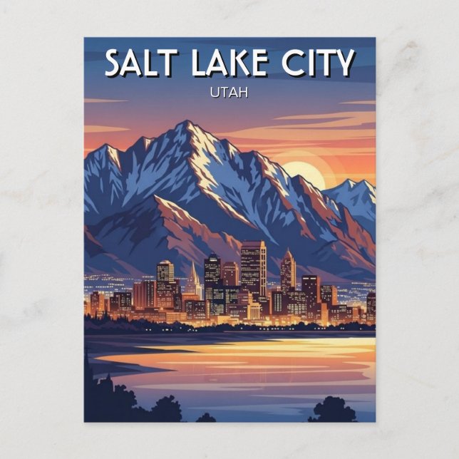 Salt Lake City Skyline Utah Vykort (Framsida)