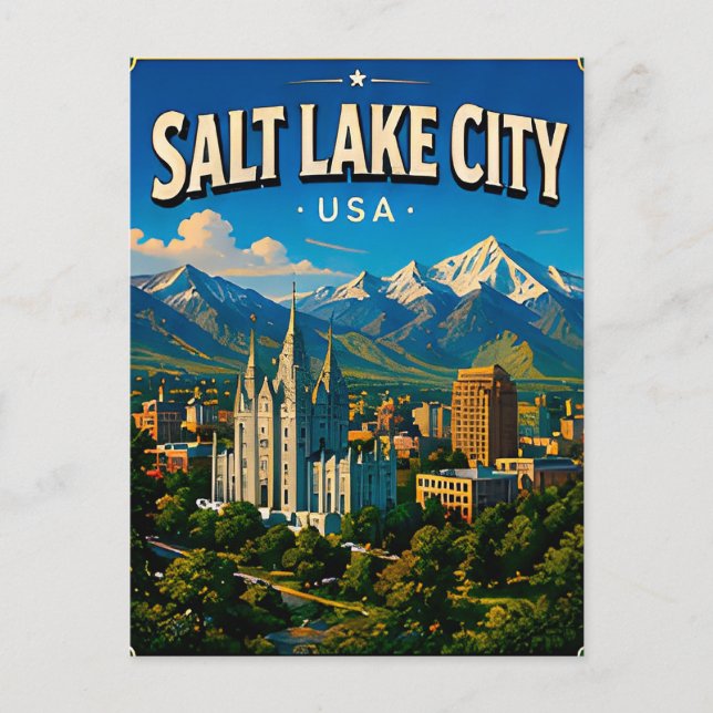 Salt Lake City-templet Vykort (Framsida)