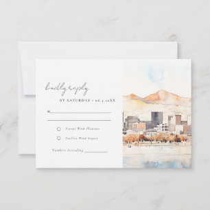 Salt Lake City Utah Akvarell Landskaps Bröllop OSA Kort