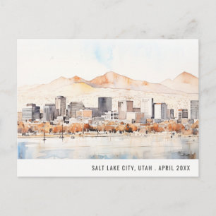 Salt Lake City, Utah Akvarell Landskapsresa Vykort