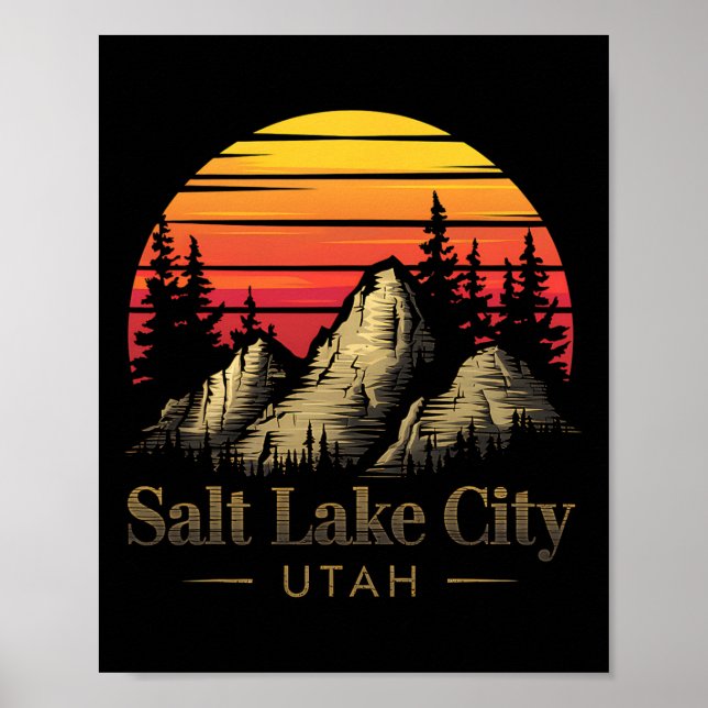 Salt Lake City Utah Bergvandring Souvenir Present  Poster (Framsidan)