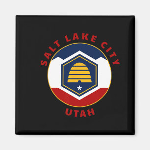 Salt Lake City Utah Ny Ut Flagga Bihus Semester S Magnet