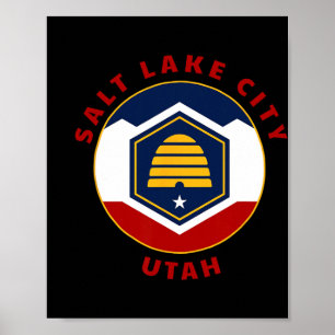 Salt Lake City Utah Ny Ut Flagga Bihus Semester S Poster