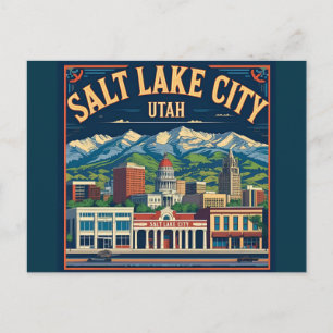 Salt Lake City Utah retro vintage Resa Vykort