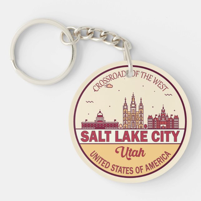 Salt Lake City Utah Stadssiluett Emblem (Framsidan)
