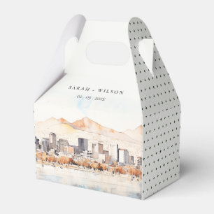 Salt Lake City, Utah Vattenfärg Landskapsbröllop Presentaskar