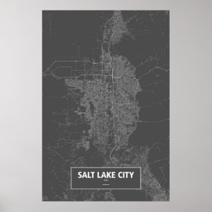 Salt Lake City Utah (vit på svart) Poster
