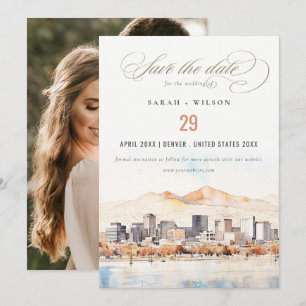 Salt Lake City Utah Watercolor Landskapsvy Bröllop Spara Datumet