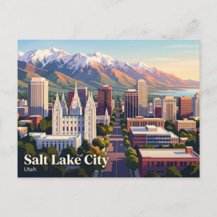 Salt Lake Citys skyline Utah Vykort