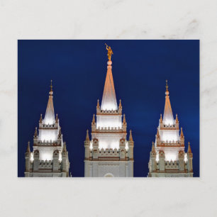 Salt Mormontempel för sjö LDS på natten Vykort