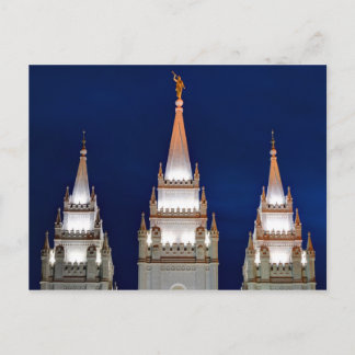 Salt Mormontempel för sjö LDS på natten Vykort