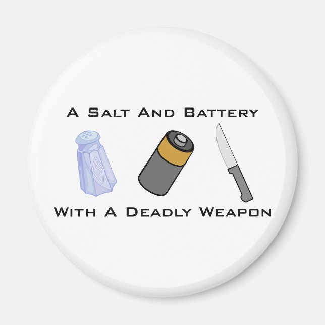 Salt och batteri med dödligt vapen magnet (Framsidan)