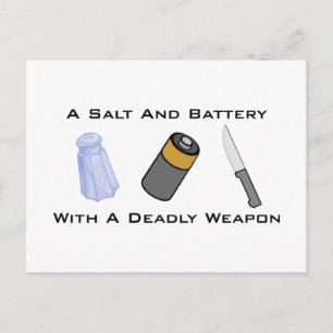 Salt och batteri med dödligt vapen vykort
