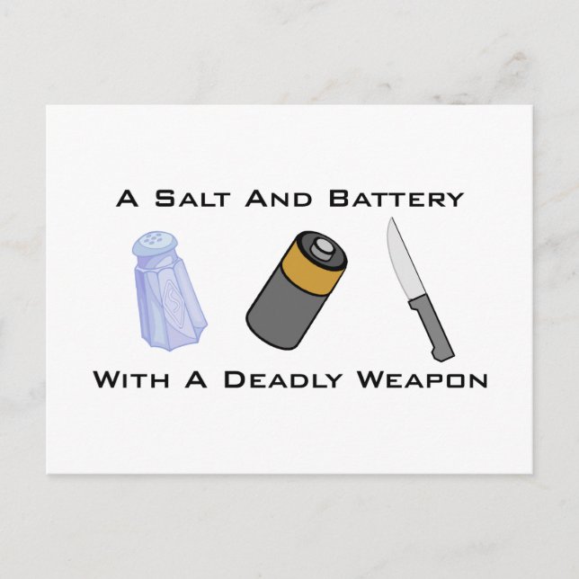 Salt och batteri med dödligt vapen vykort (Framsida)
