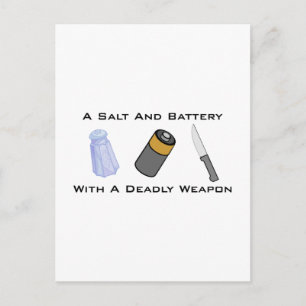 Salt och batteri med dödligt vapen vykort