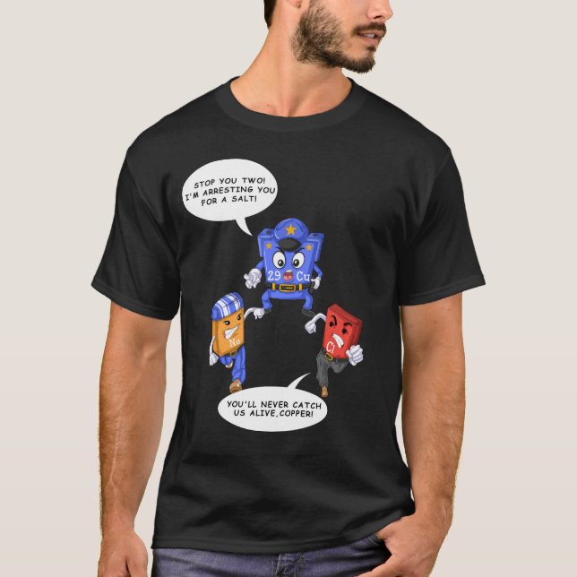Salt och koppar Periodic Bord T Shirt (Framsida)