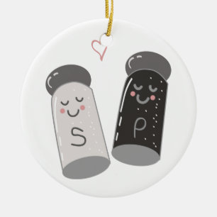 Salt och peppar julgransprydnad keramik