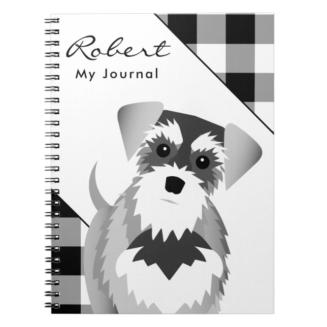 Salt och Pepper Schnauzer Tartan Play Anteckningsbok (Framsidan)