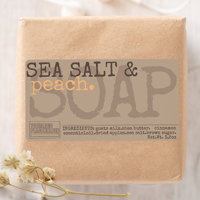 Salt Peach Soap Chic Handmade Rustic Stickers Fraktsedel (Skapare uppladdad)
