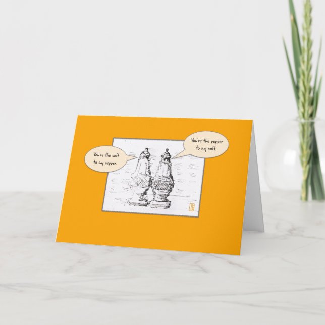 Salt & peppar på Orange Flirty Romantic Kort (Framsida)