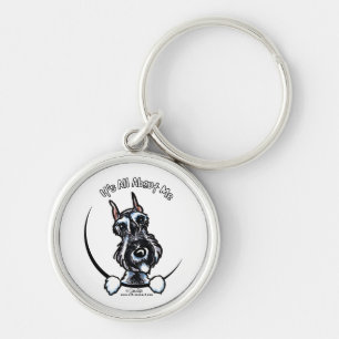 Salt Pepper Schnauzer IAAM Rund Silverfärgad Nyckelring