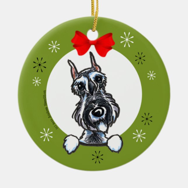Salt Pepper Schnauzer jul Classic Julgransprydnad Keramik (Framsidan)