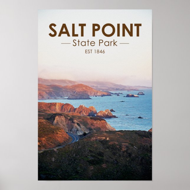 Salt Point State Park California Watercolor Poster (Framsidan)