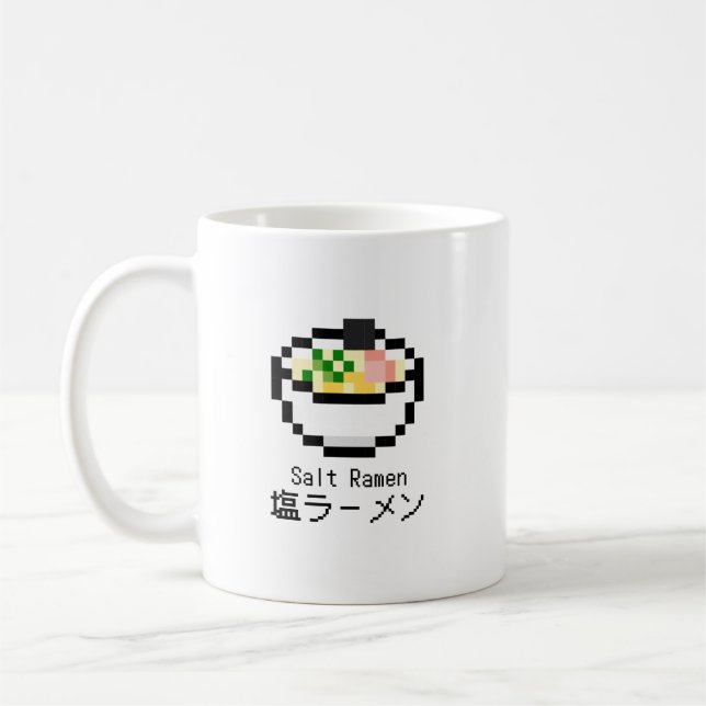 Salt Ramen Retro Pixel Art Kaffemugg (Vänster)