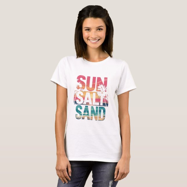 Salt Salt Sand Sol sommar T Shirt (Hel framsida)