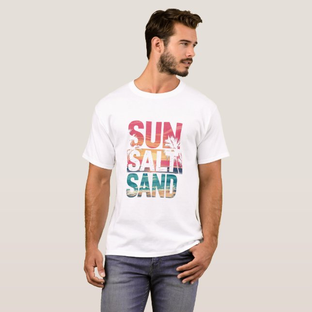 Salt Salt Sand Sol sommar T Shirt (Hel framsida)