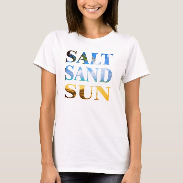 Salt sandstrand sol Sommarsträdans toppdesign Tee (Framsida)