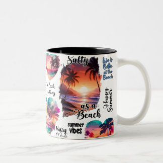 Salt Sandy Glad Tropisk Solnedgång Kaffe Mugg