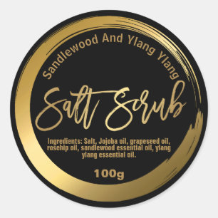 Salt Sgrymb-etiketter, svart färgade, Guld Runt Klistermärke
