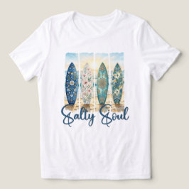 Salt Själ Boho Blommig Surfbrädor Solnedgång T Shirt
