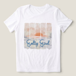 Salt Själ Retro Akvarell Hav Solnedgång Strand T Shirt
