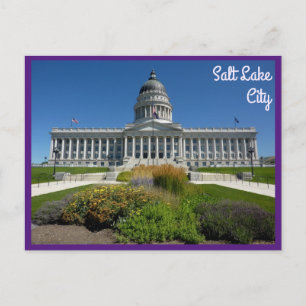 Salt Sjö City Huvudstad Byggnad (Utah) med text Vykort